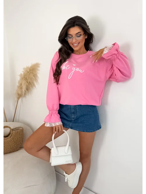 Bluza damska Be You z koronką i ozdobnym rękawem